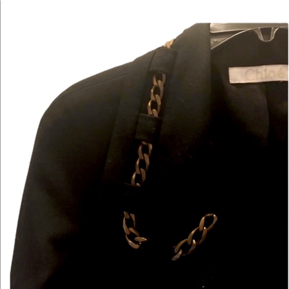 NWOT Chloé Black/Brass Chain Cropped Blazer - FR Size 36 - US Size 4 - Picture 5 of 6